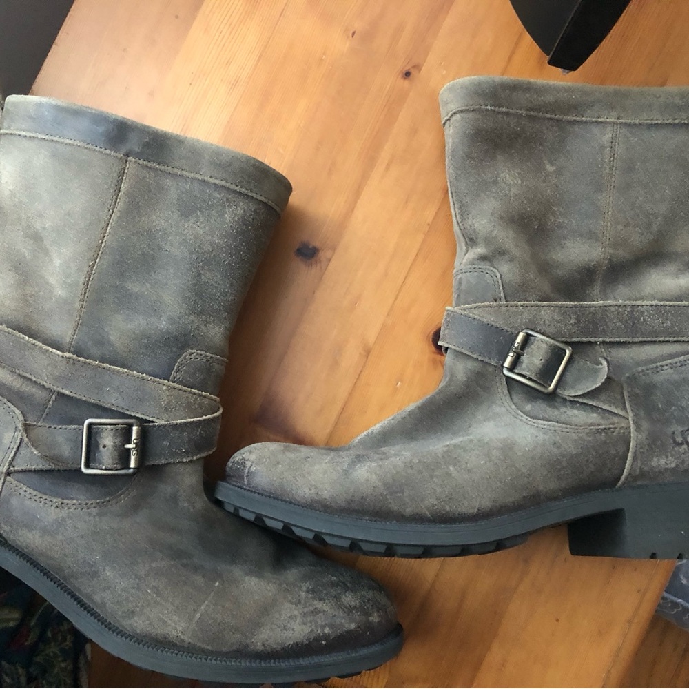 UGG Women's Distressed Gray Combat Boots